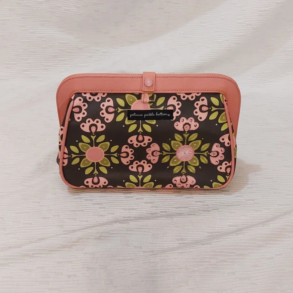 Petunia Pickle Bottom Pink and Green Floral Diaper Bag And Changing Pad